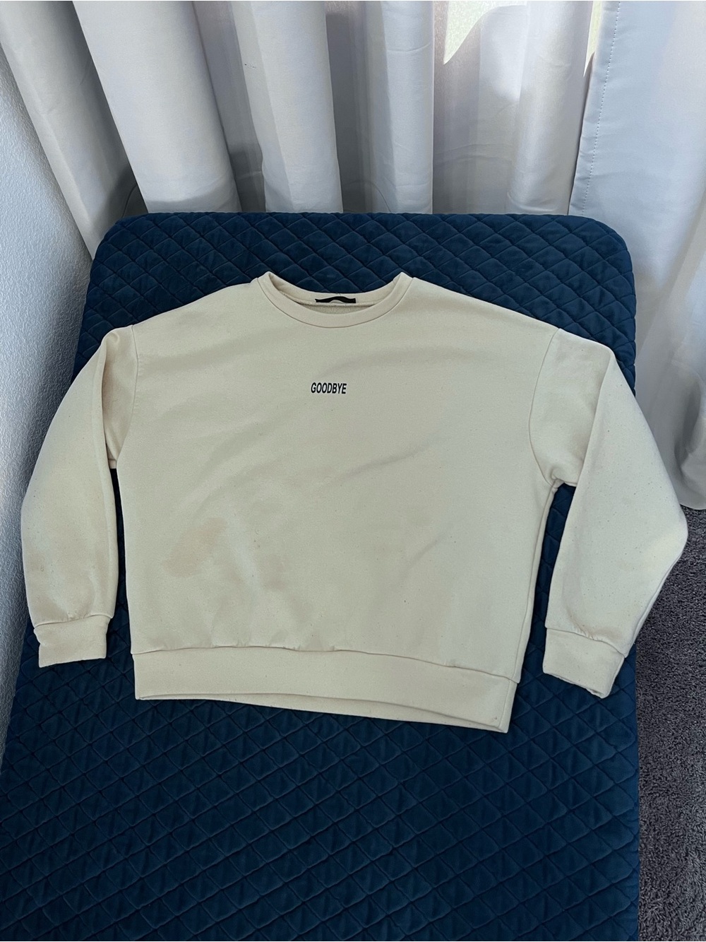 SHEIN Cream 'GOODBYE' Crewneck Sweatshirt - Women’s XS Casual Minimalist Design